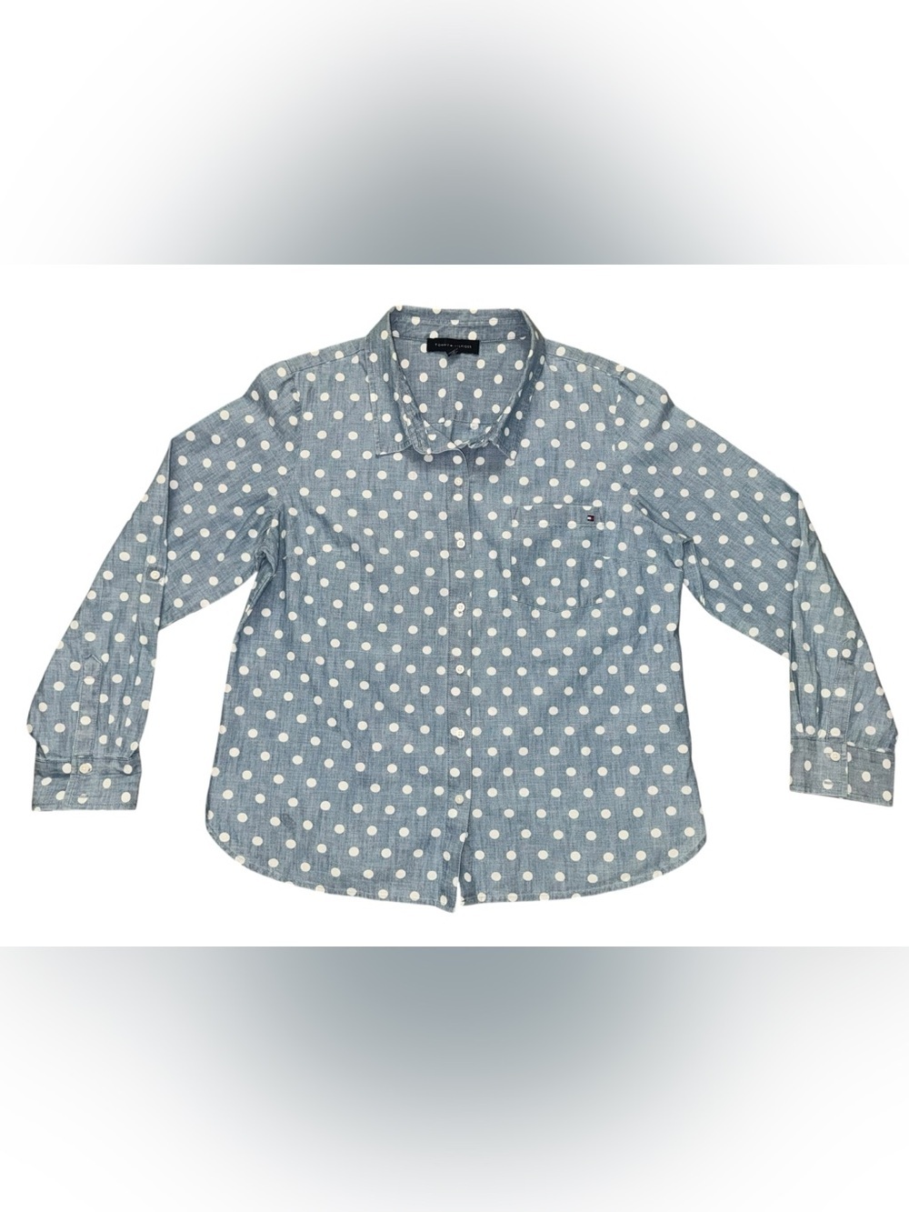 Tommy Hilfiger Blue & White Polka Dot Button-Down Shirt, XL